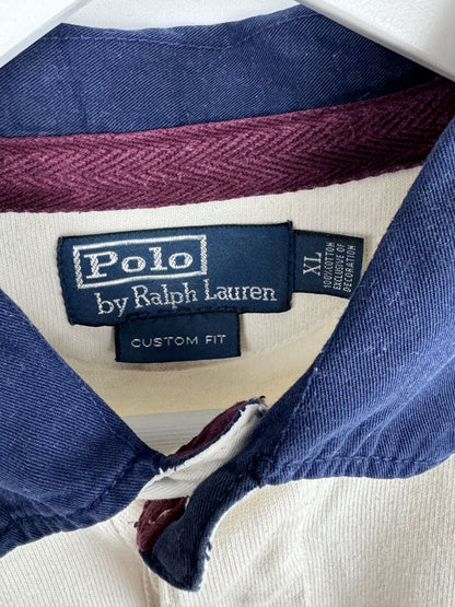 Ralph Lauren Langarmpolo Weiß Rot Blau (XL)