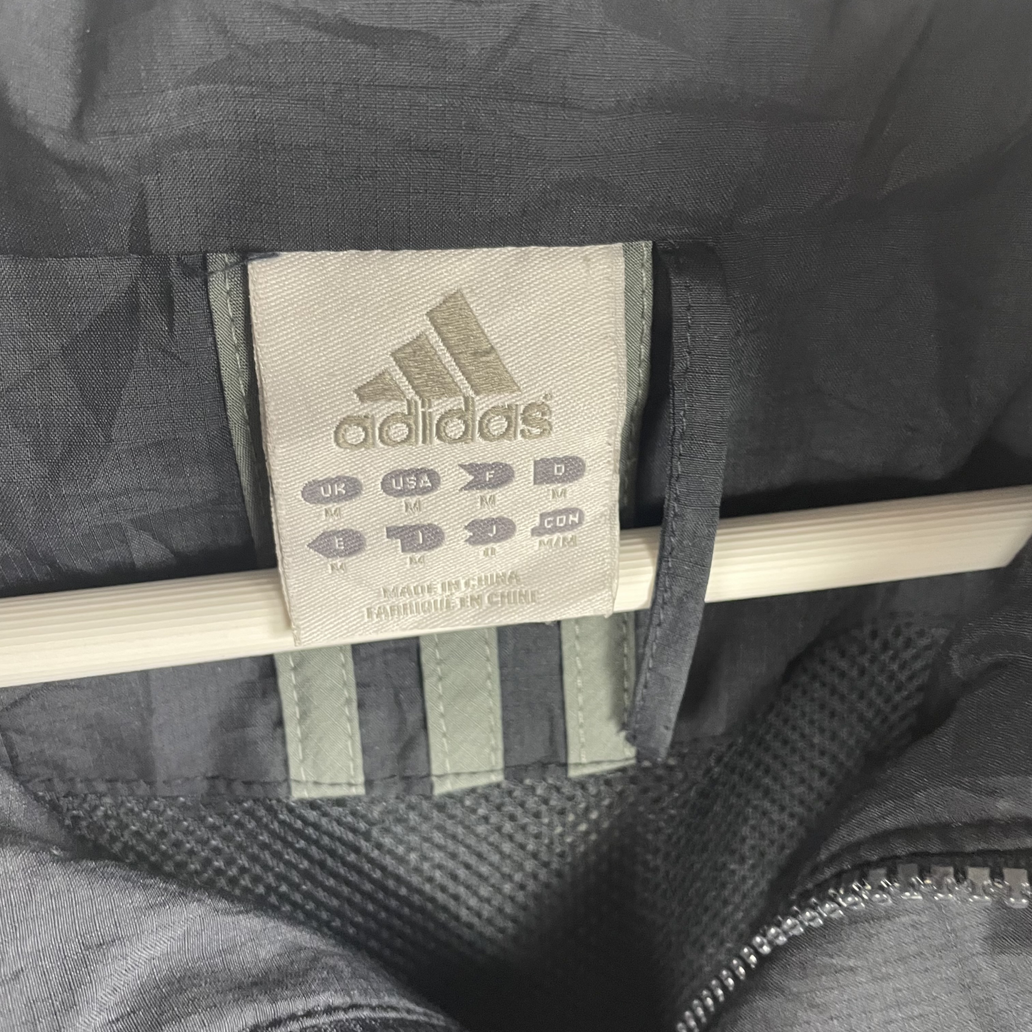 2000s Adidas Funktionsjacke Kapuze Grau Oliv (M)