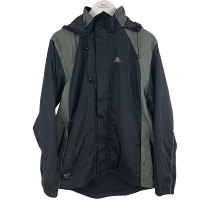 2000s Adidas Funktionsjacke Kapuze Grau Oliv (M)