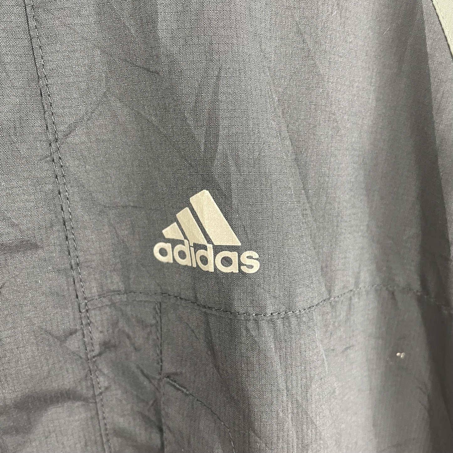 2000s Adidas Funktionsjacke Kapuze Grau Oliv (M)