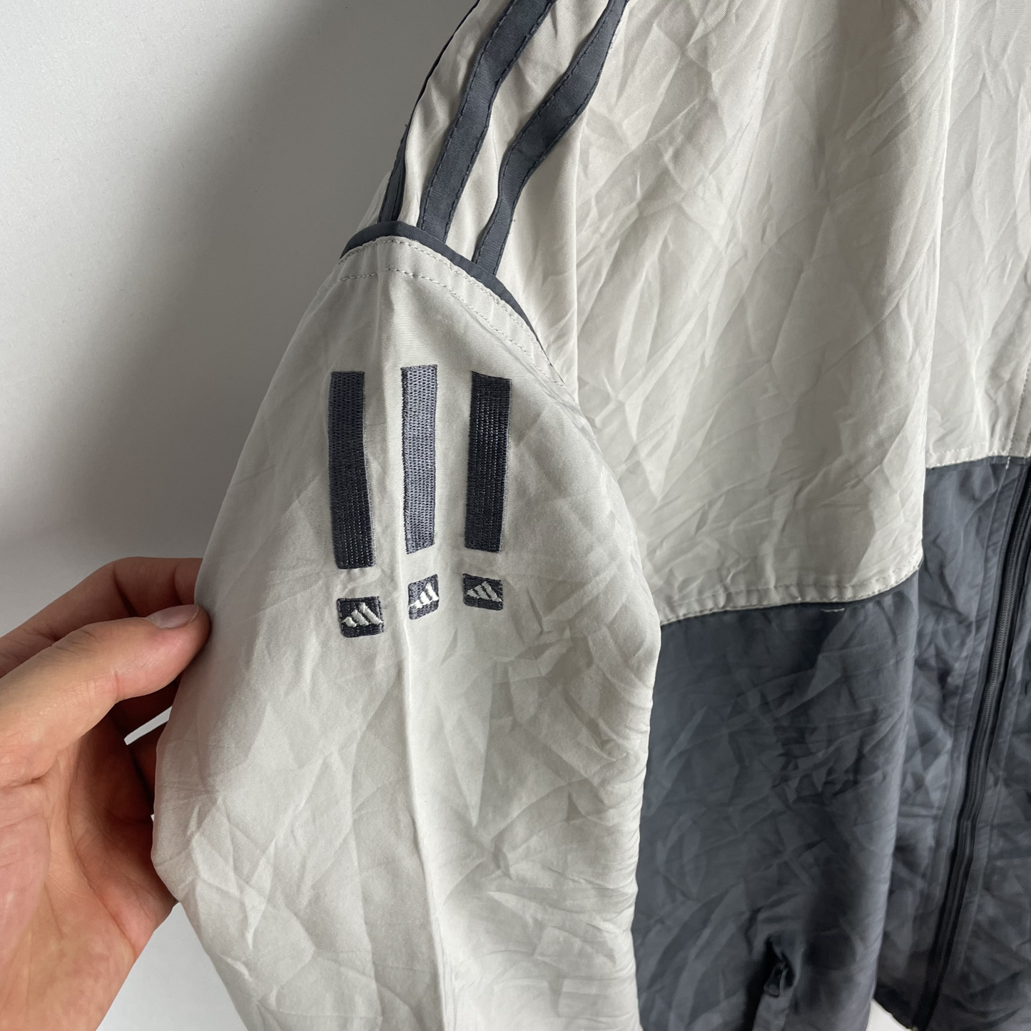 2000s Adidas Windbreaker Grau Zweifarbig (XXL)