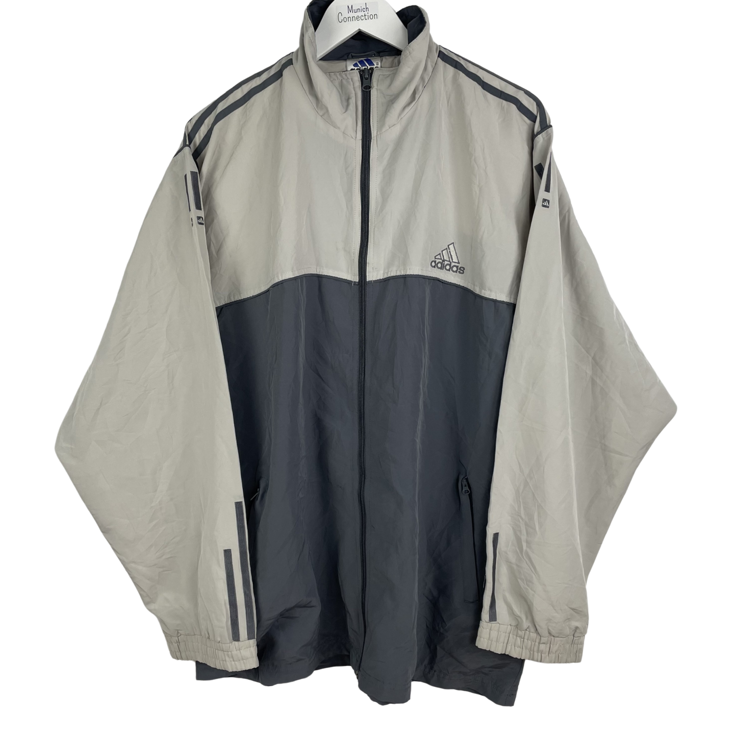 2000s Adidas Windbreaker Grau Zweifarbig (XXL)