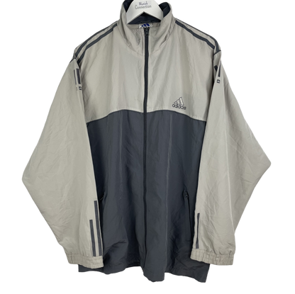 2000s Adidas Windbreaker Grau Zweifarbig (XXL)