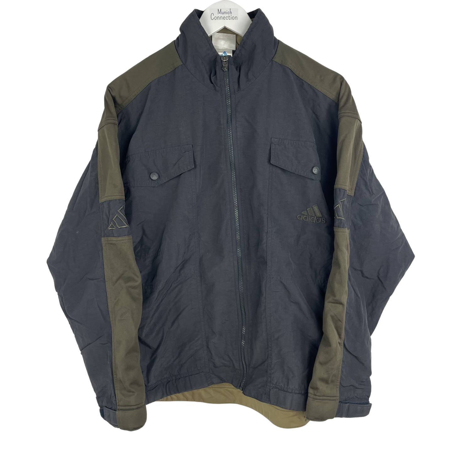 2000s Adidas Utility-Jacke Schwarz/Olive (M)