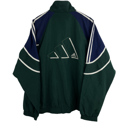 90s Adidas Windbreaker Dunkelgrün/Blau/Weiß (L)
