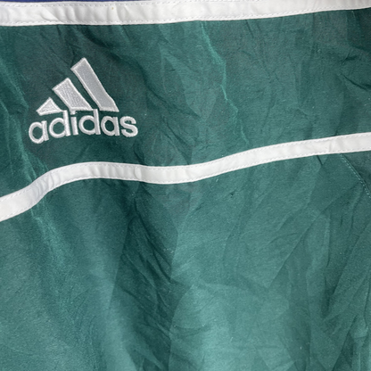 90s Adidas Windbreaker Dunkelgrün/Blau/Weiß (L)