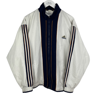 90s Adidas Trainingsjacke Weiß/Navy/Orange (L)