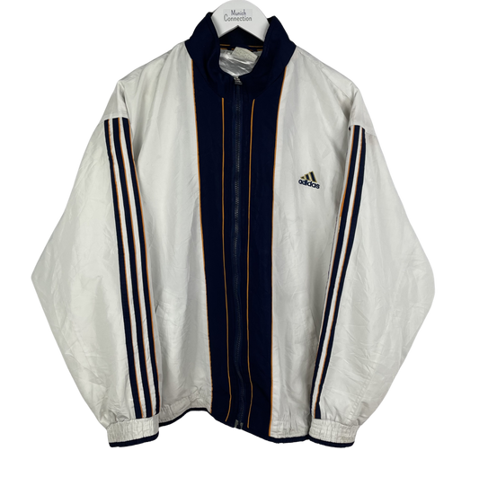 90s Adidas Trainingsjacke Weiß/Navy/Orange (L)