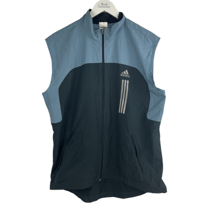 2000s Adidas Laufweste Schwarz/Hellblau Reflektierend (L)