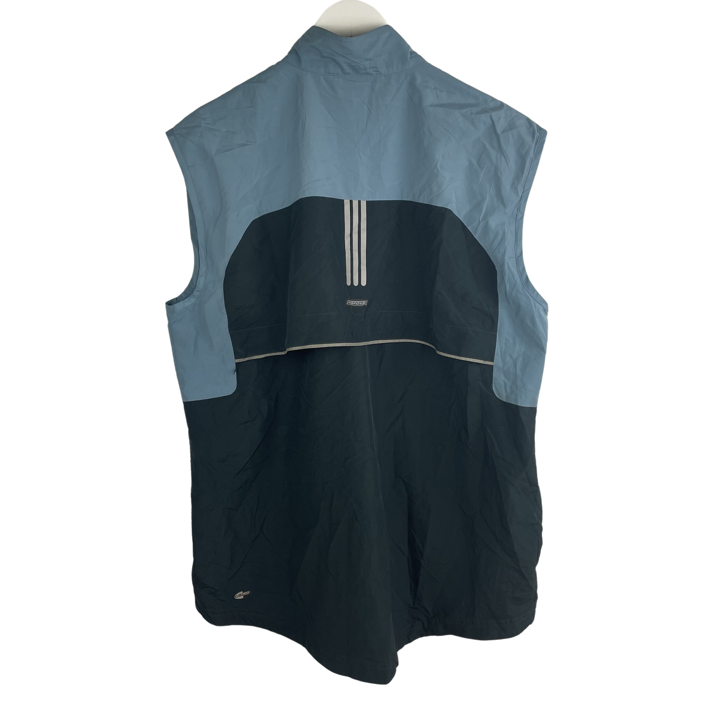 2000s Adidas Laufweste Schwarz/Hellblau Reflektierend (L)