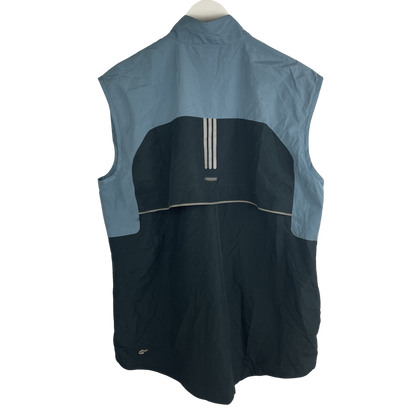 2000s Adidas Laufweste Schwarz/Hellblau Reflektierend (L)