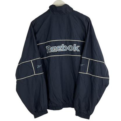 90s Reebok Windbreaker Navy mit Kontrastpaspeln (L)